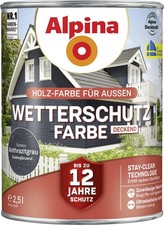 €12 L  2,5L Alpina Wetterschutzfarbe anthrazitgrau seidenglanz deckend Holzfarbe