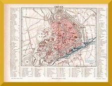 Erfurt +Original Stadtplan von 1885 mit den Pferdebahnlinien+ Löber-Feld