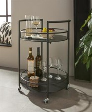 Servierwagen Barwagen Barwagen Metall schwarz Ø45x69 cm Hausbar Minibar Teewagen
