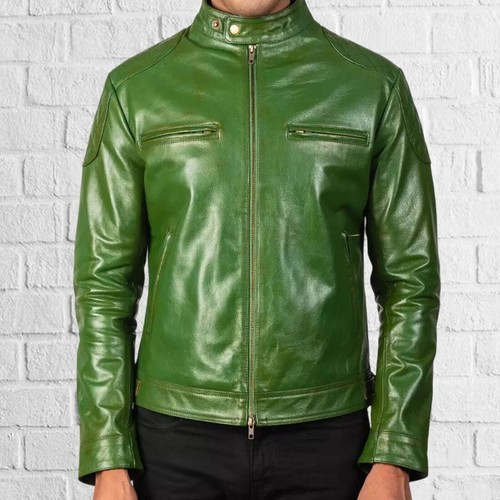Neue herren grüne lederjacke - neue,