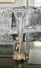 1850er Jahre Baccarat Kristall und vergoldete Bronze Kornett oder Tulpen Vase. Antik RAR