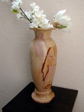 SteinVase Paesina Stein 4kg Handarbeit Ruinenmarmor Landschaftsmarmor beige 36cm