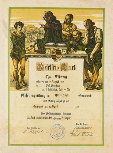 Theo mittag gesellenbrief aus - theo, mittag,