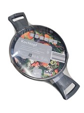 Kochtopf Topf geschmiedetes Aluminium mit Glasdeckel Home 20cm - Grau , Neu