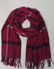 Schal mit Fransen Weinrot