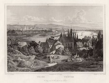 Trier Gesamtansicht Original Stahlstich Poppel 1843