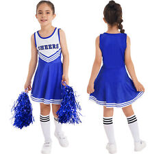 Kinder Karneval Kostüm Cheerleader Uniform Kleid mit Pompoms Socken Cheerleading