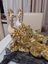 2 goldene Pfau Figuren Als