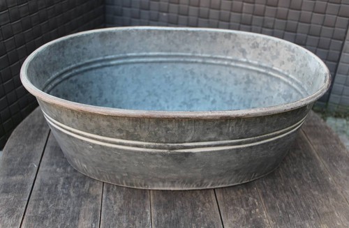 Zink pflanzschale oval - pflanzschale, vintage