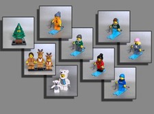 LEGO® Figuren Winter Weihnachten Skifahrer Familie Tannenbaum Rentier Kostüm