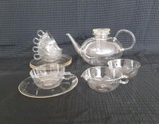 Teeservice Jenaer Glas Entwurf Wagenfeld Fünfeckmarke Teho für 5 Personen