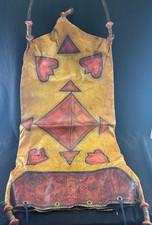 Antike aufwändige handgemalte Afrikanische Leder Umhängetasche 116cm L &56 cm B