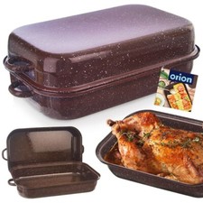 Emaille-Bräter emaillierter Bräter Bratpfanne Brattopf mit Deckel 4 L