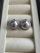 Echt Mabe Perle Ohrringe Gold Au 750 mit Saphire
