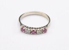 Weißgold Ring halb Memory Rubin Diamant   585 Gold