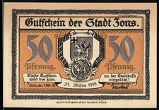 Notgeld Zons / Rhein 1921, 50