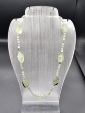 Prehnit, Ca.18x12mm,Zwischenteile 4mm,46cm,Silber 925er Verschluß. 