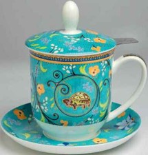 Teetasse mit Sieb und Deckel