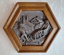 4 x Zinn Bilder / Relief in