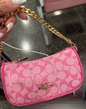 Coach CR290 Cherry Print Pink Teri 2Way Shoulder Bag Canvas Leather