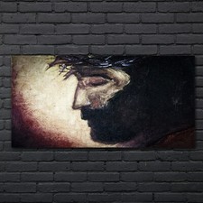 Gemälde Religiöse Jesus Dornenkrone Kunst 140x70 Wandbilder Glasbild Dekobild