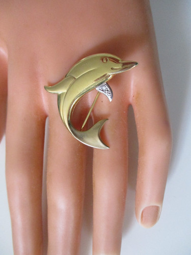 Delfin delphin brosche gold - delfin,