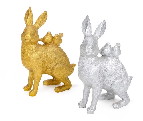 Osterhase mit vögelchen auf - vögelchen,