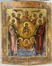SELTENE antike russische Ikone Icon "Synaxis der Erzengelngel" 19 Jhd. ORIGINAL