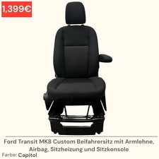 Ford Transit Custom MK8 Beifahrersitz Sitz Armlehne Airbag Sitzheizung Capitol