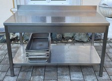 Gastro Edelstahl Arbeitstisch mit Grundboden unterfüttert 1400 x 700 mm