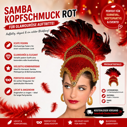 Samba kopfschmuck rot damen - samba,