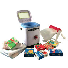 Kaufmannsladen ZUBEHÖR Verkaufspackungen Puppenstube Waschmaschine Mangel