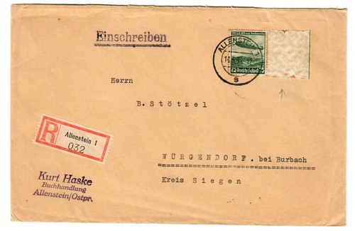 Allenstein einschreiben 1936 - einschreiben,