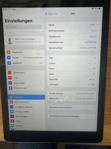 Apple ipad air 16gb spacegrau - 16gb,