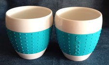 BODUM Pavina - 2 Becher PORZELLAN mit Silikonring in Türkis - 0,25 l