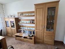 Wohnwand Anbauwand Schrankwand Front Asteiche / massiv