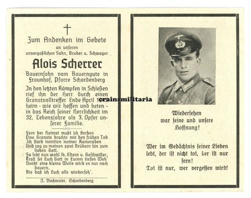 Orig sterbebild grenadier - orig.,