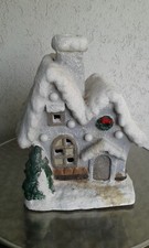 Winter Haus Häuschen Steingut Keramik beleuchten Windlicht defekt