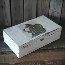 Vintage Weinholzkasten 35x20x10 cm Landhaus Weintruhe Shabby Holz Handarbeit