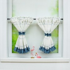 1er Scheibengardine Landhausstil Bistrogardine Küche Vorhang Karierte Kurzstores