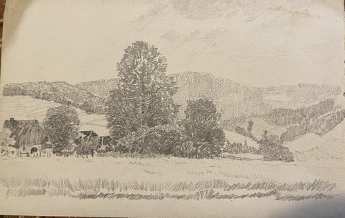 Bleistiftzeichnung eifel - bleistiftzeichnung, "eifel