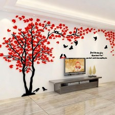 Wandtattoo Baum 3D Wandsticker Wandaufkleber Wohnzimmer Schlafzimmer rot natur