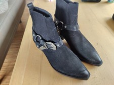 Buffalo Cowboy Stiefeletten Boots spitz Leder schwarz Gr.39 NEU NP 130 €