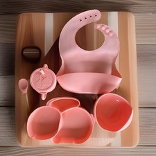 Silikon Baby Geschirr Set,BPA Frei,rutschfest,Geburtstagsgeschenk