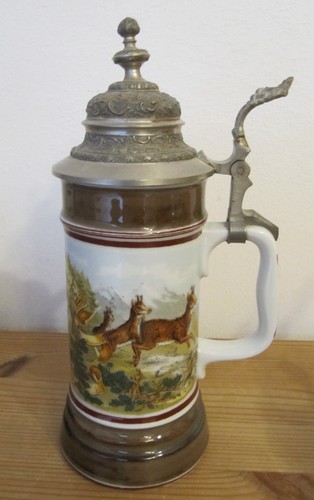 Bierkrug mit zinndeckel - bierkrug,