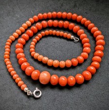Korallen Kette Italien Lachskoralle Sterling Silber 925 neu aufgefädelt