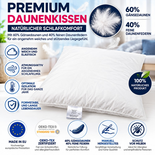Daunenkissen luxe kopfkissen - luxe,