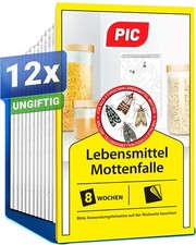 PIC Lebensmittelmotten Falle - 12 Mottenfalle mit Pheromon für ideale Wirkung