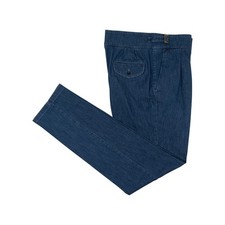 625$ RUBINACCI NAPOLI "Manny" Blaue Denim Baumwolle Hohe Taille Hose Gurkha
