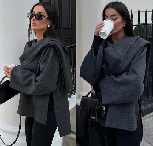 Zara grau wollmischung - grau,